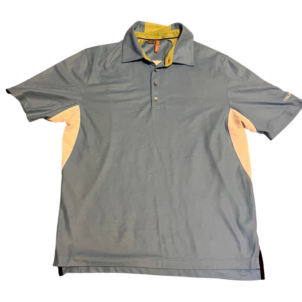 Cutter & Buck Tour 18 Men Men's Blue/Green/White Golf Polo. Size XL